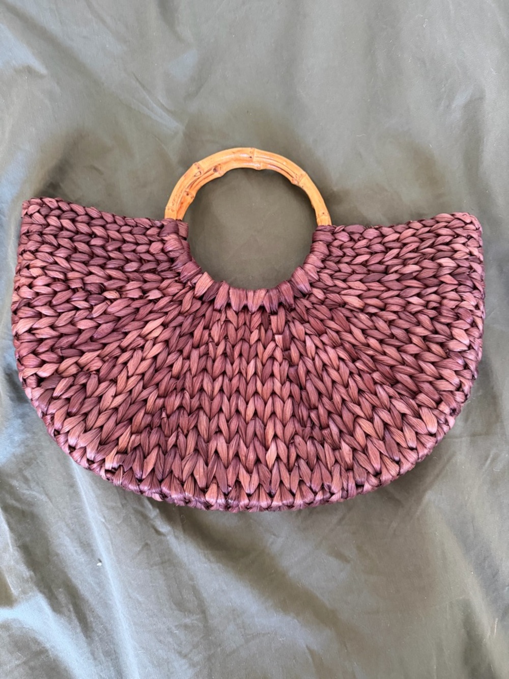 Vintage Holt Renfrew Straw Eggplant Summer Woven Purse